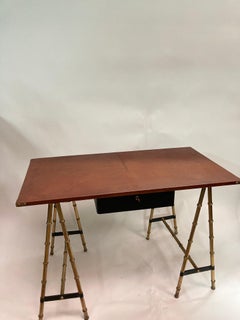1950's Stitched leather desk by Jacques Adnet