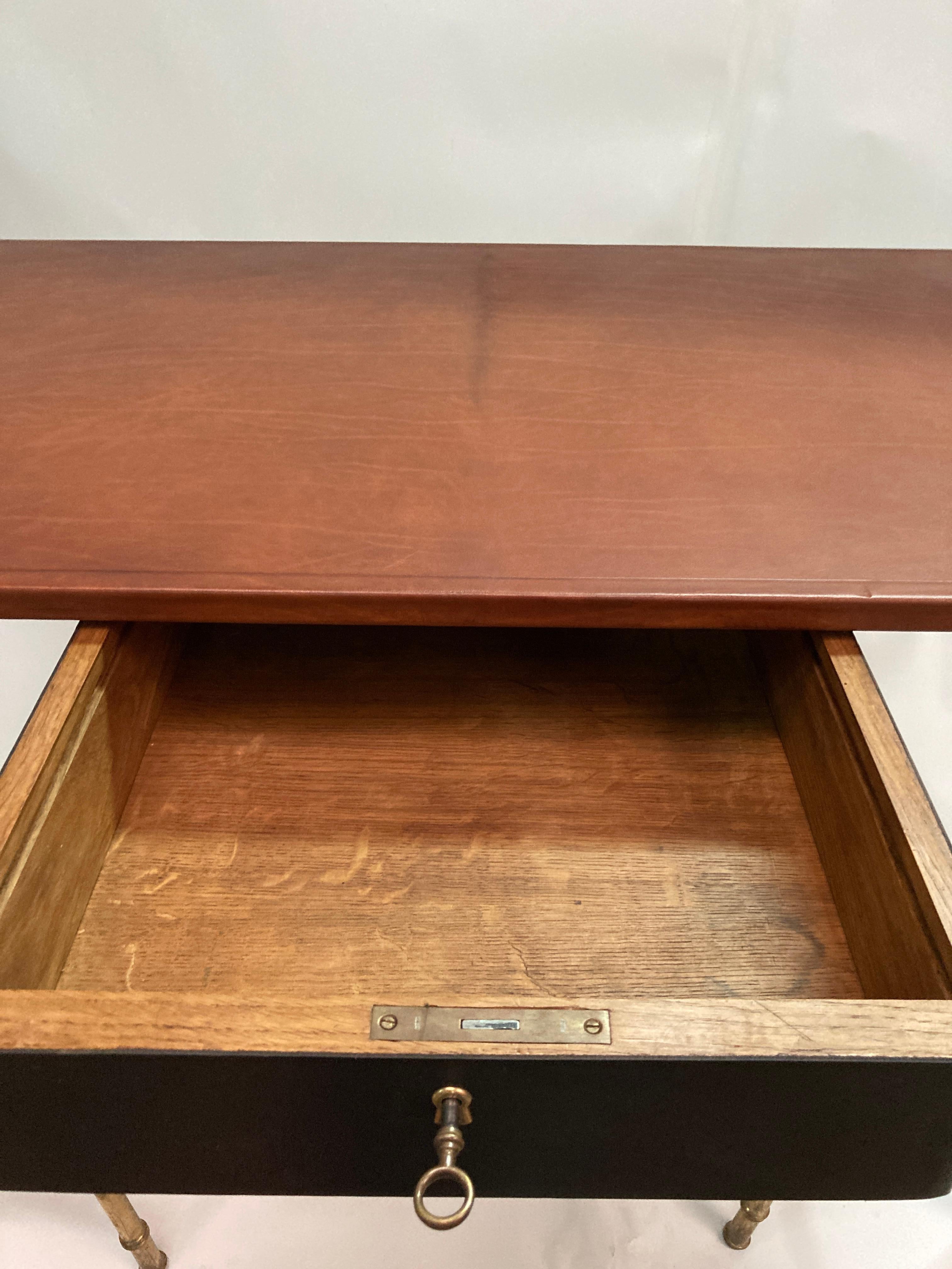 1950's Stitched leather desk by Jacques Adnet For Sale 1
