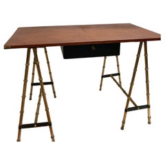 1950's Stitched leather desk by Jacques Adnet