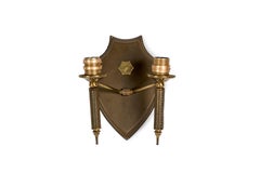 1950s Stitched Leather Double Light Sconces by Jacques Adnet