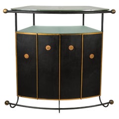 Vintage 1950's Stitched Leather Dry Bar by Jacques Adnet