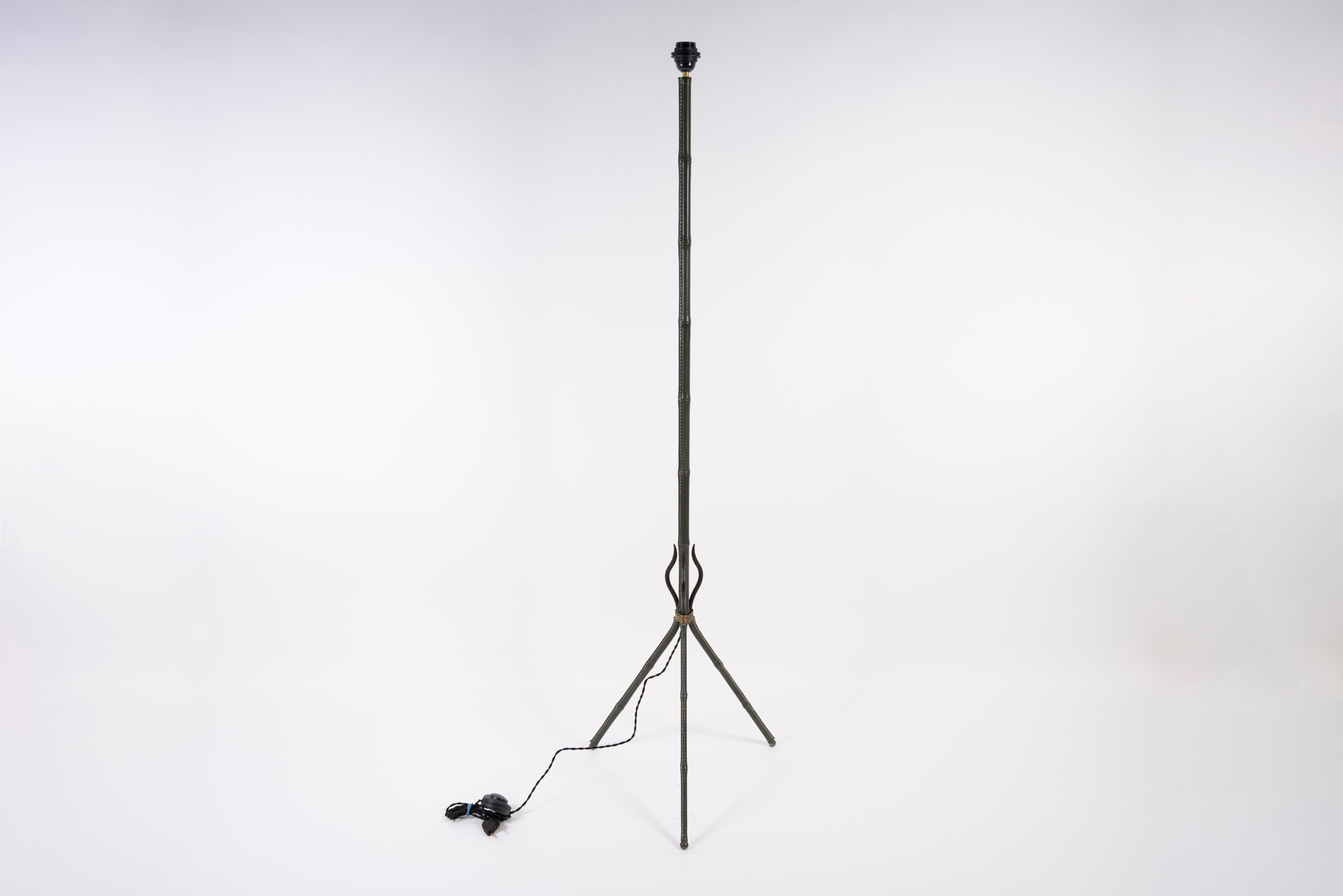 1950's stitched black leather floor lamp by Jacques Adnet
France
No shade Included
Dimensions given without shade.