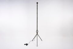 Stehlampe aus genähtem Leder aus den 1950er Jahren von Jacques Adnet