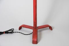 Lampadaire en cuir Stitch by Jacques Adnet, 1950