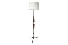 1950's Stitched Leather Floor Lamp by Jacques Adnet