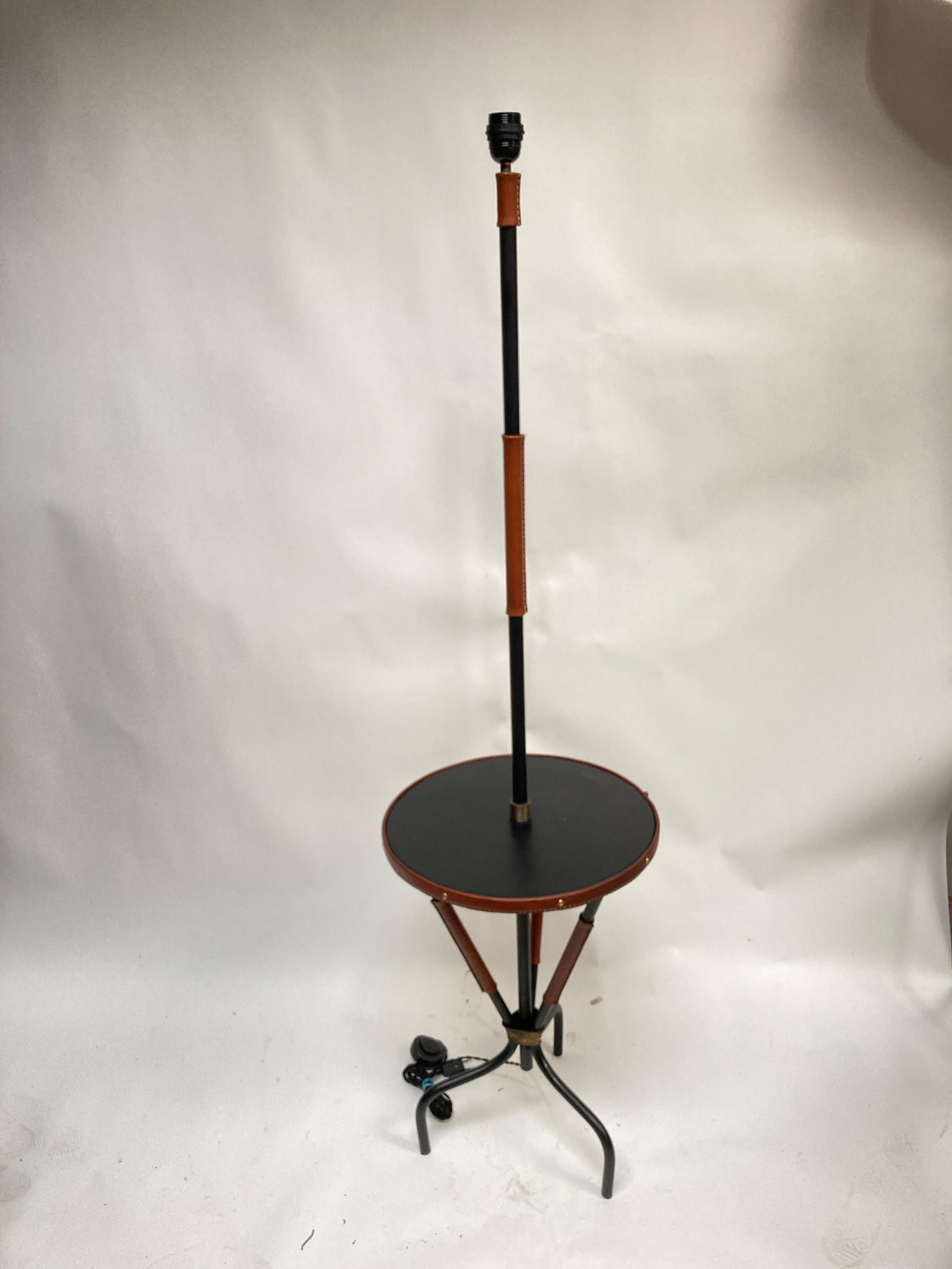 1950's Stitched Leather Floor lamp By Jacques Adnet
Dimensions given without shade
No shade included
