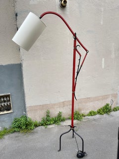 1950's Stitched leather floor lamp by Jacques Adnet