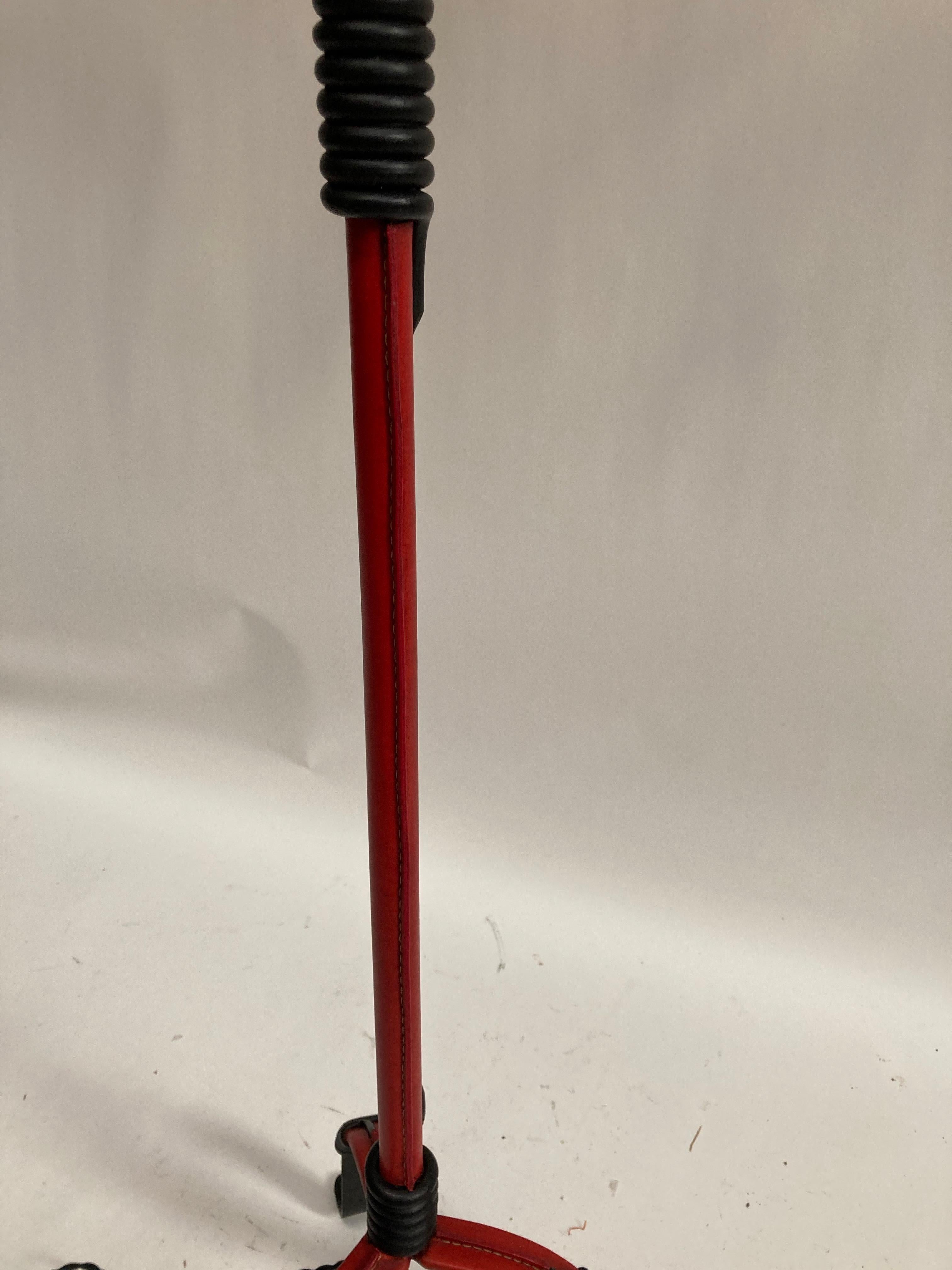 French 1950's Stitched Leather Floor Lamp by Jacques Adnet For Sale