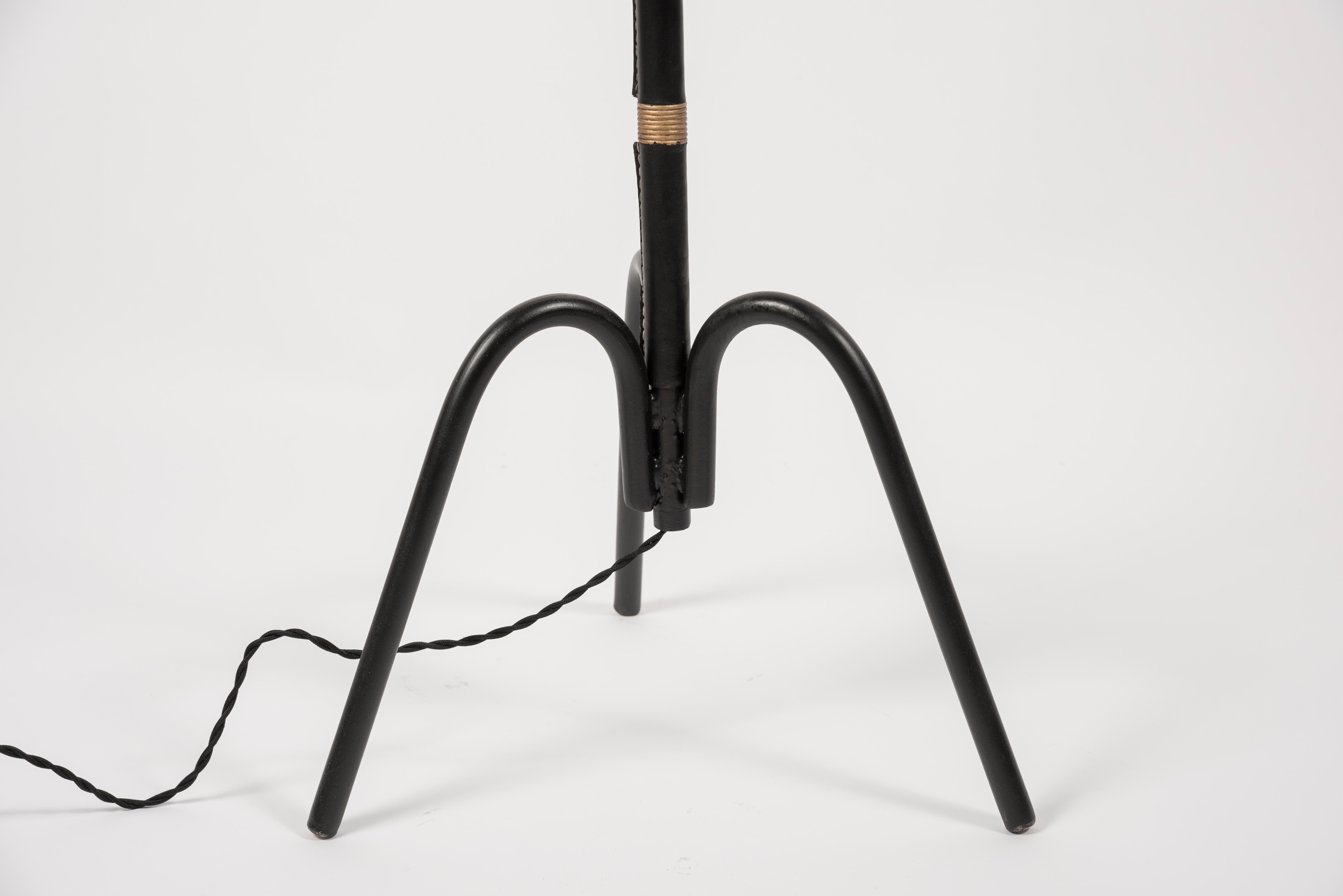 Mid-20th Century 1950's Stitched Leather Floor Lamp by Jacques Adnet