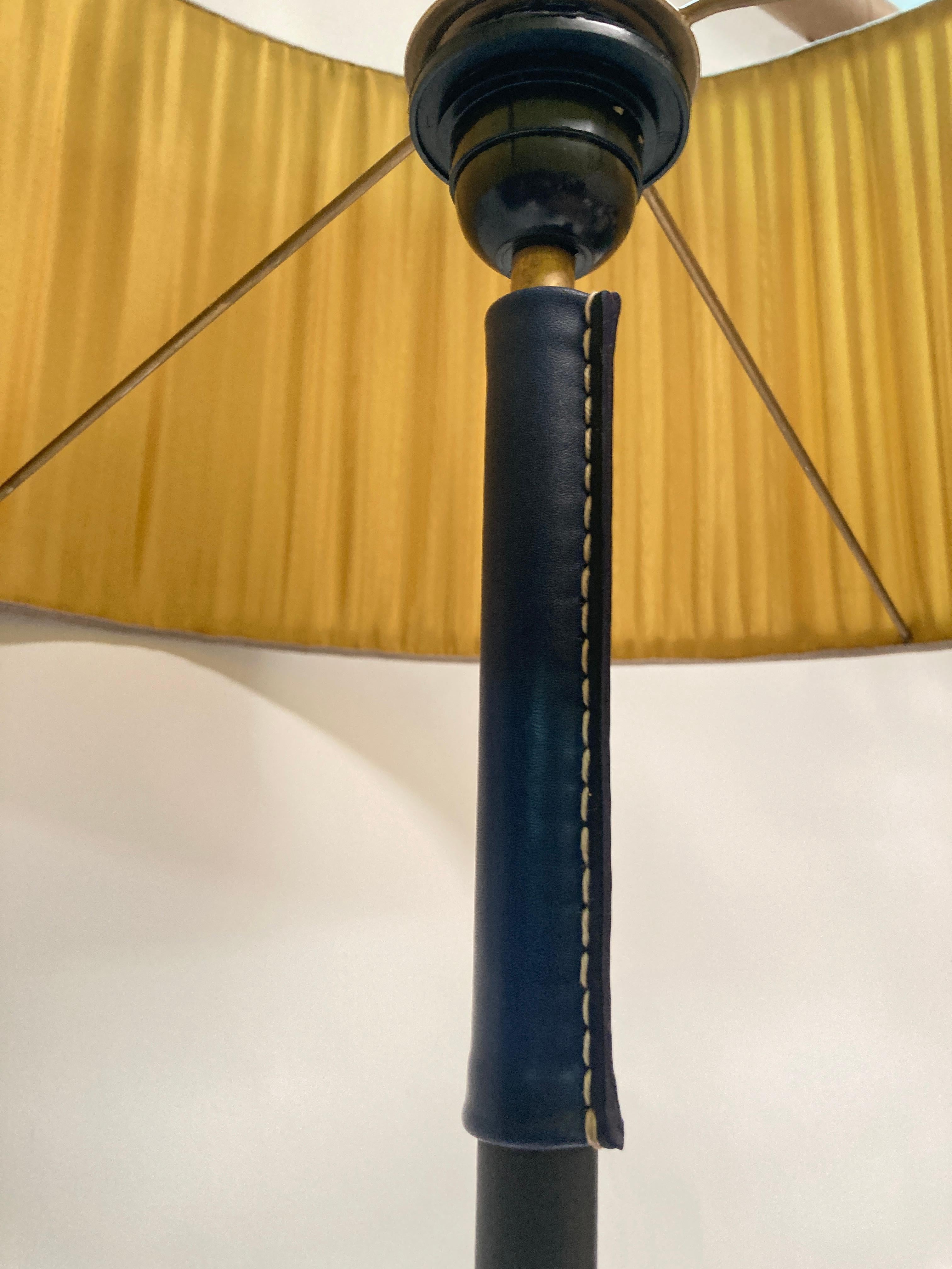 1950's Stitched leather Floor lamp By Jacques adnet For Sale 2