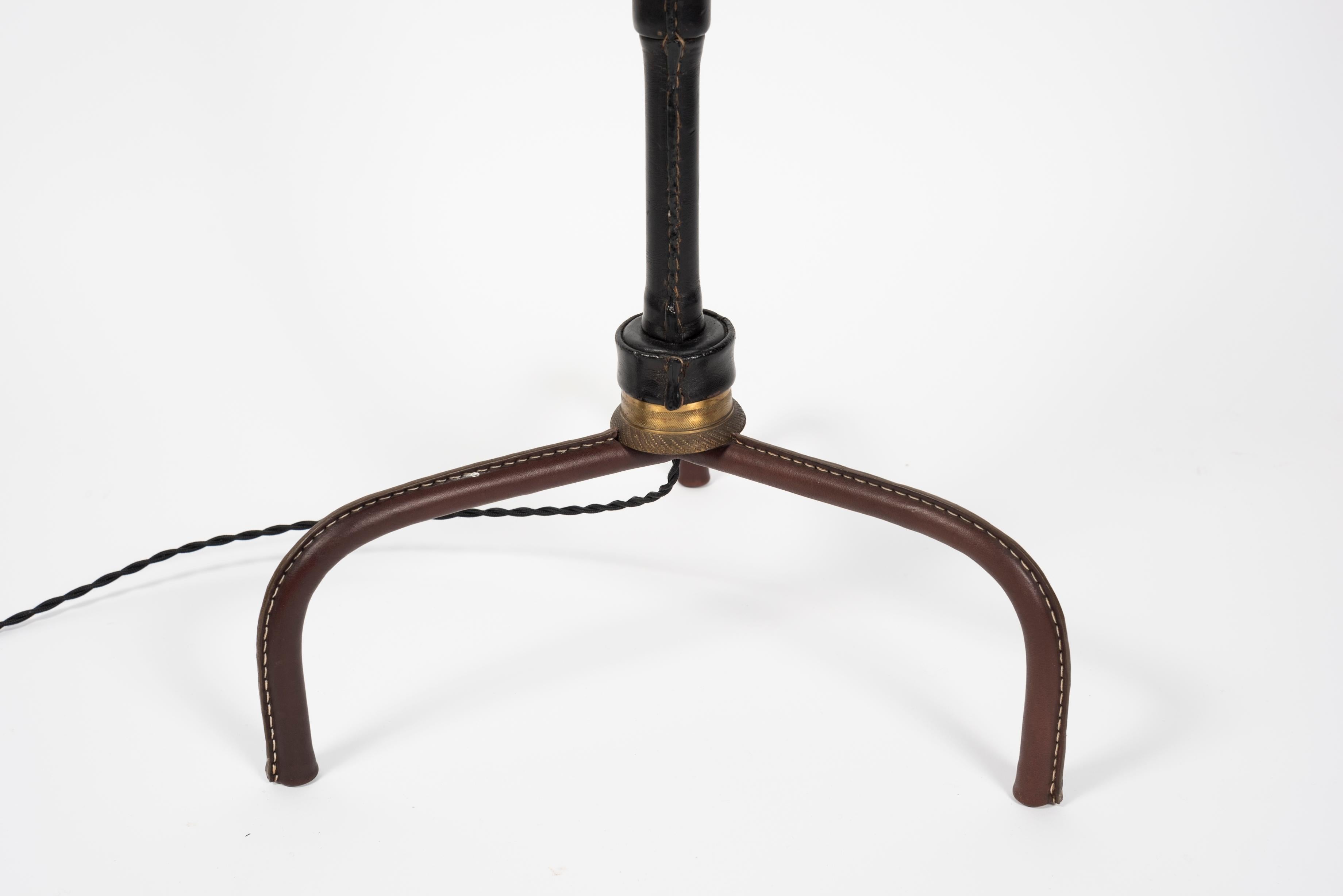 1950's Stitched Leather Floor Lamp by Jacques Adnet For Sale 4