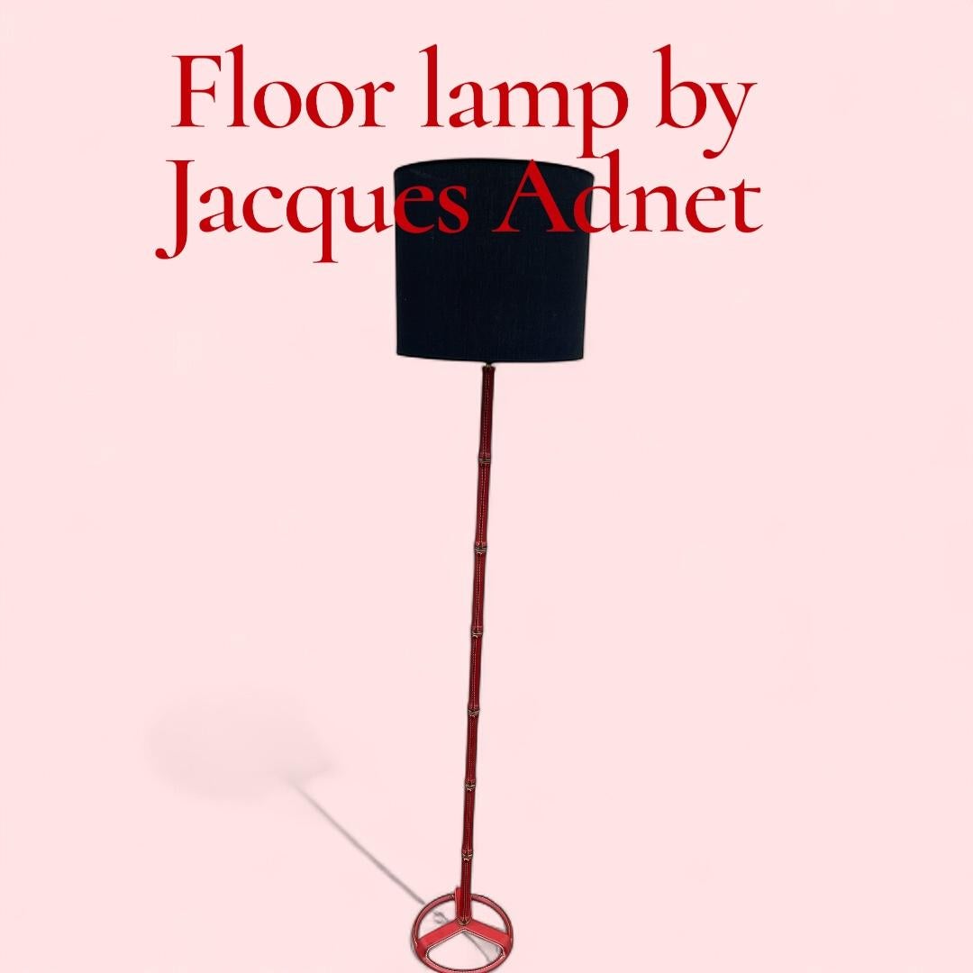 1950's Stitched leather floor lamp by Jacques Adnet in vendita 3
