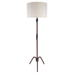 1950's Stitched Leather Floor Lamp by Jacques Adnet