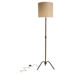 Vintage 1950's Stitched Leather Floor Lamp by Jacques Adnet