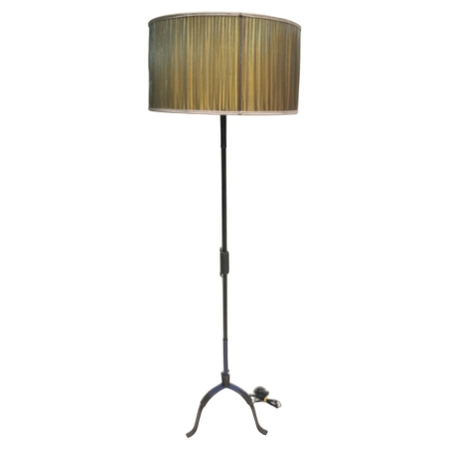 1950's Stitched leather Floor lamp By Jacques adnet