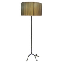 1950's Stitched leather Floor lamp By Jacques adnet