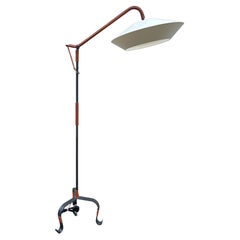 1950's Stitched Leather floor lamp By Jacques Adnet