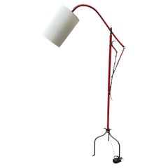 1950's Stitched leather floor lamp by Jacques Adnet