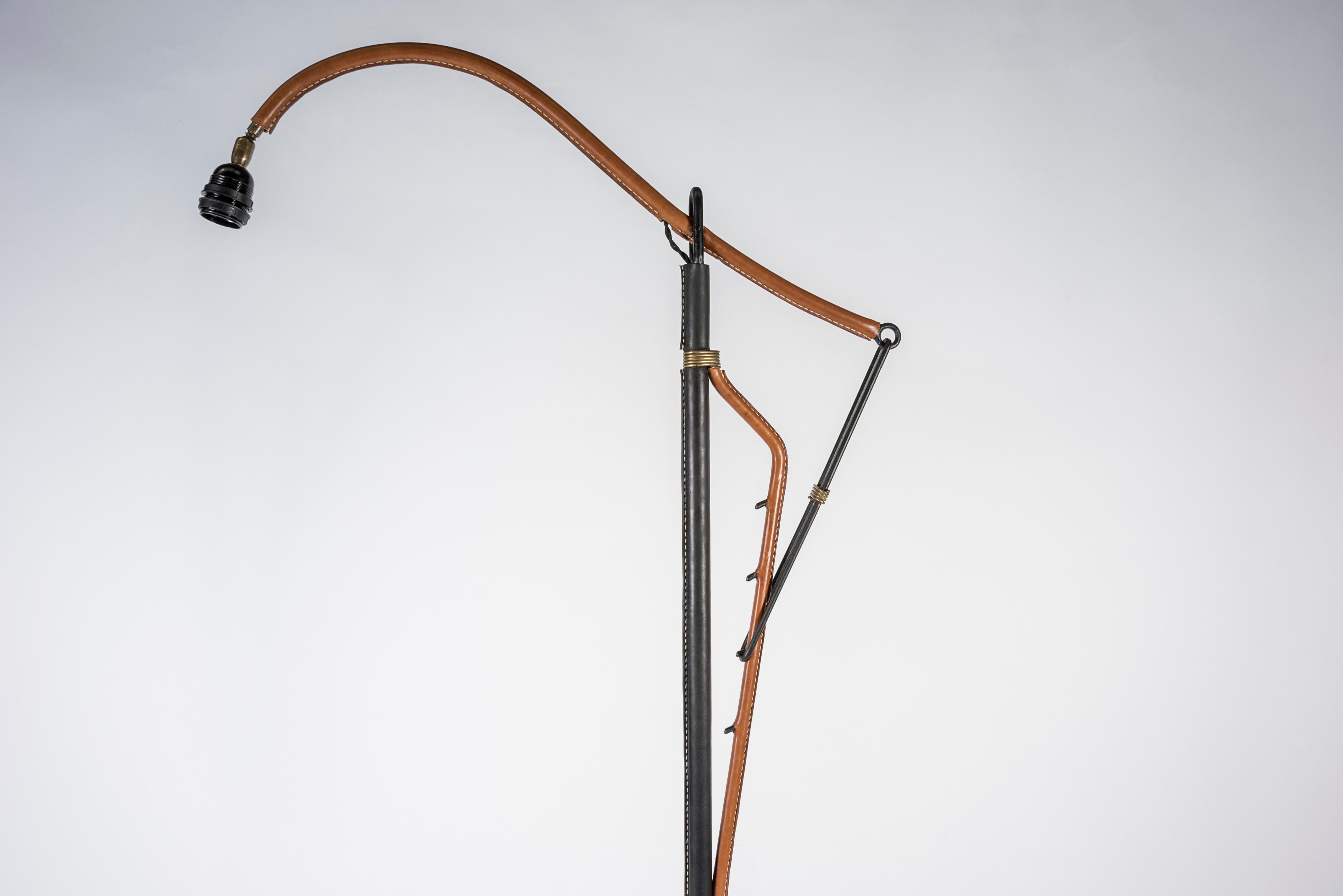 1950s Stitched Leather Floor Lamp 2