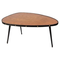 1950's Stitched leather free form cocktail table by Jacques Adnet