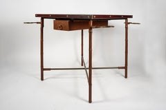 1950's Stitched Leather Game Table by Jacques Adnet