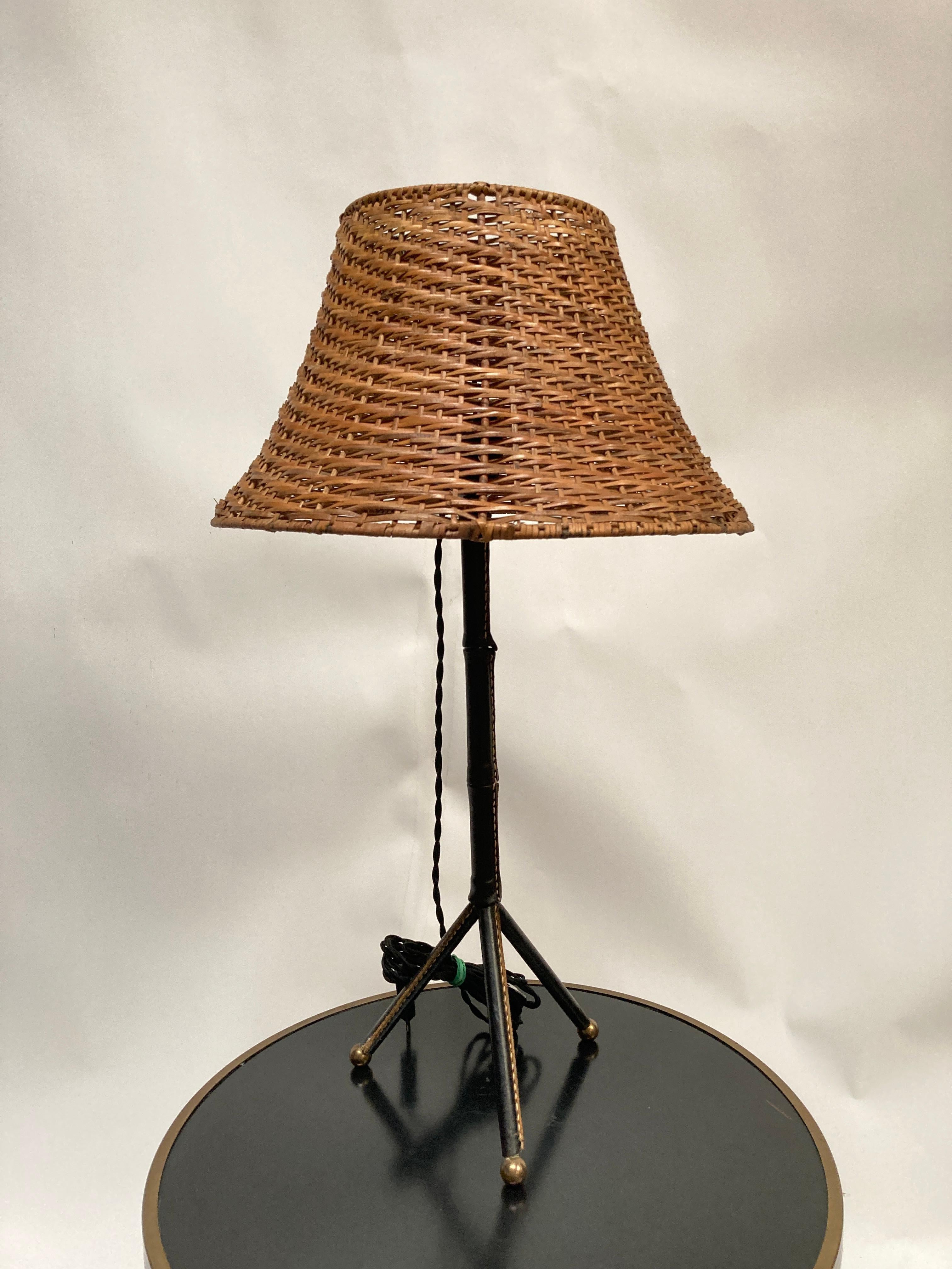 1950's Stitched leather table lamp by Jacques Adnet
Great condition
France
dimensions given without shade
No shade included
re-wired