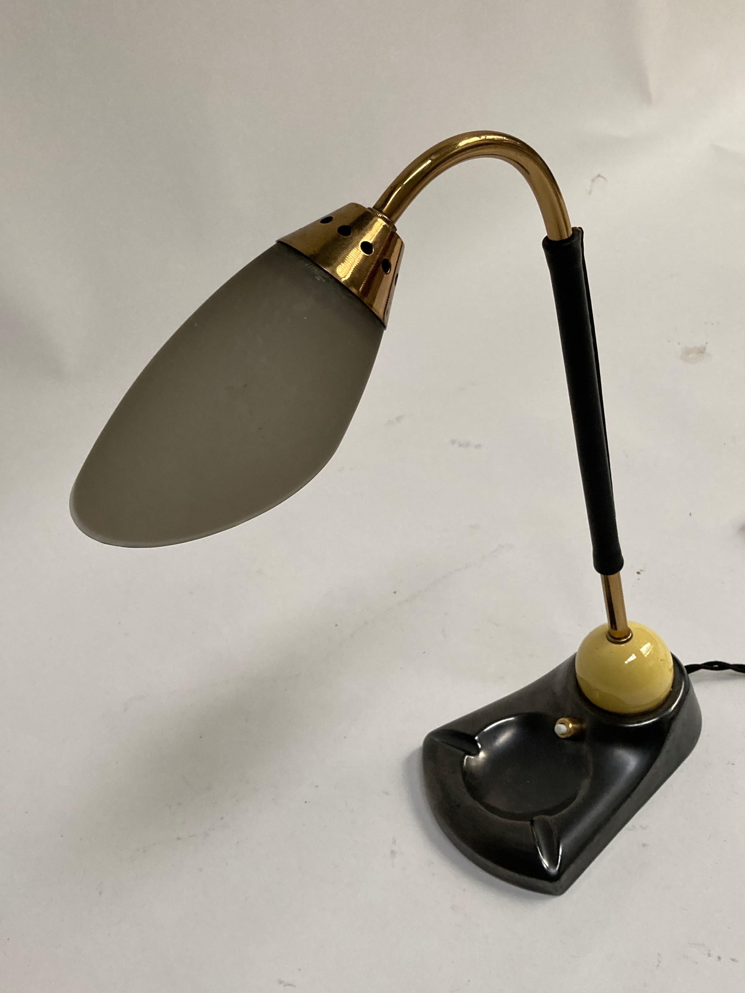 1950's Stitched Leather Lamp by Jacques Adnet For Sale 2