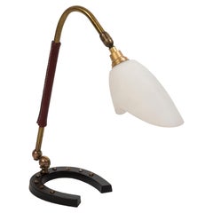 1950's Stitched Leather Lamp by Jacques Adnet