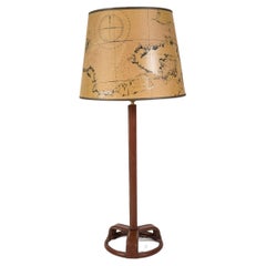 1950's Stitched Leather lamp by Jacques Adnet