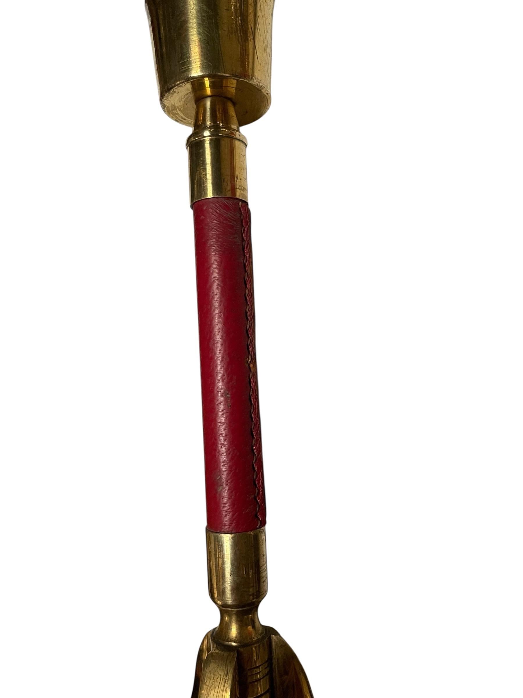 1950's Stitched leather lamp in the style of Jacques Adnet en venta 3