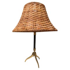 1950's Stitched leather lamp in the style of Jacques Adnet