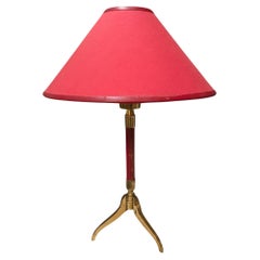 1950's Stitched leather lamp in the style of Jacques Adnet