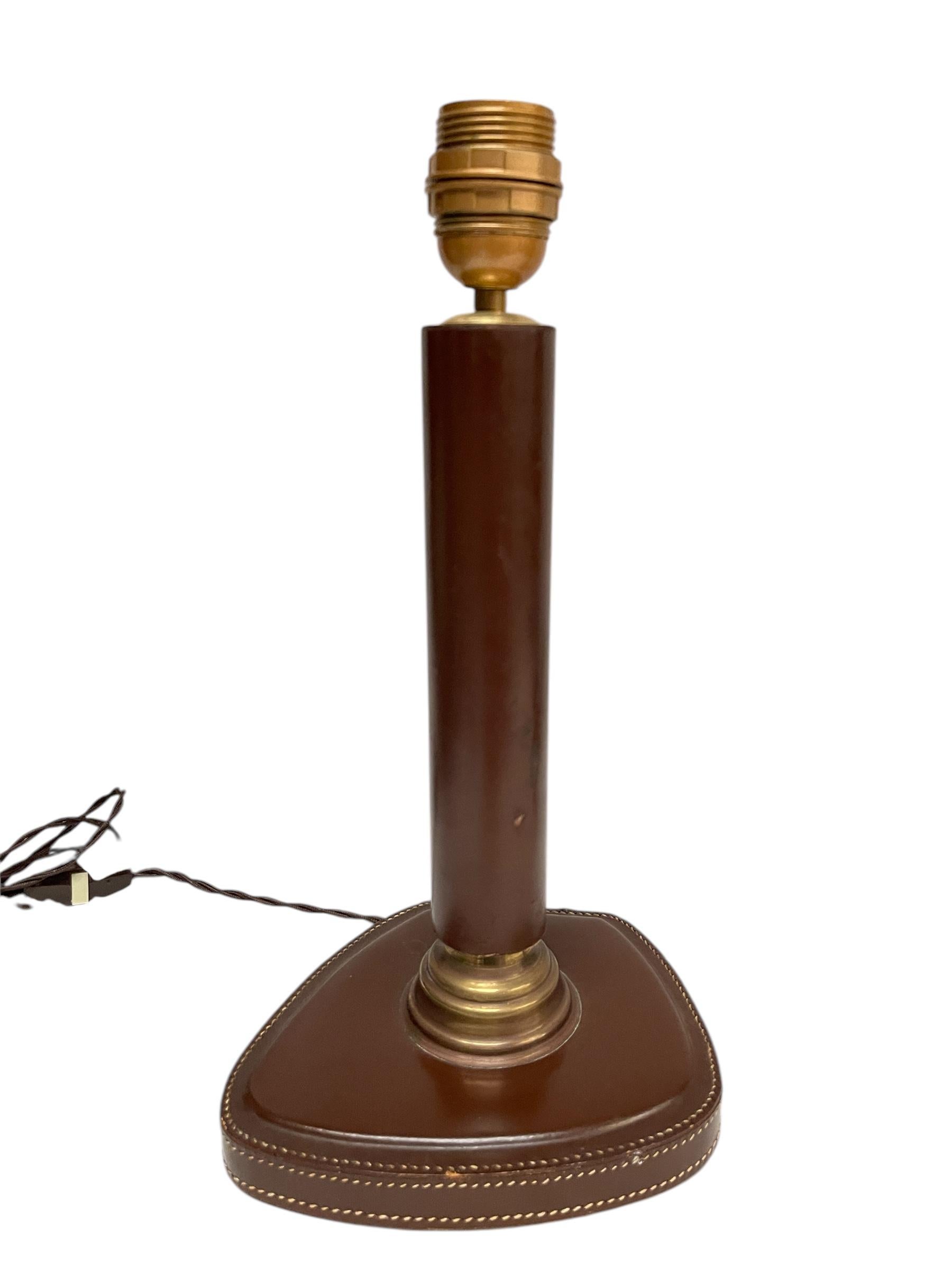 Français Lampes en cuir Stitch by Stitch by Jacques Adnet des années 50 en vente