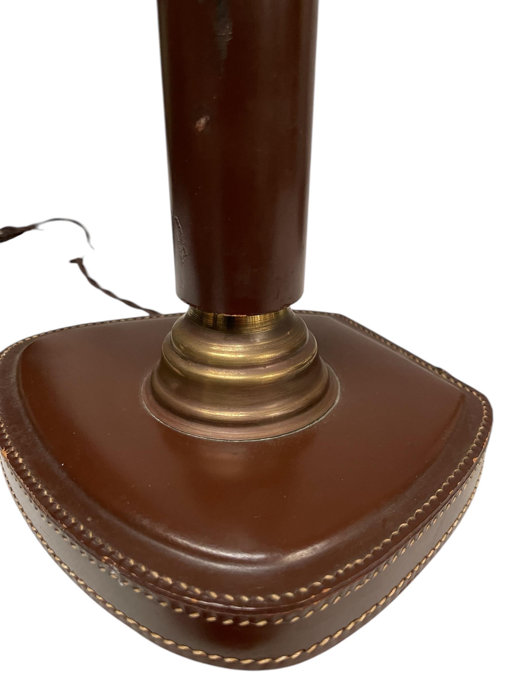 Lampes en cuir Stitch by Stitch by Jacques Adnet des années 50 en vente 1