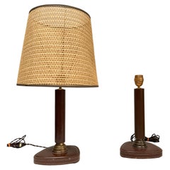 1950's Stitched leather lamps in the Jacques Adnet's Style