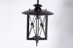 1950's Stitched Leather Lantern by Jacques Adnet