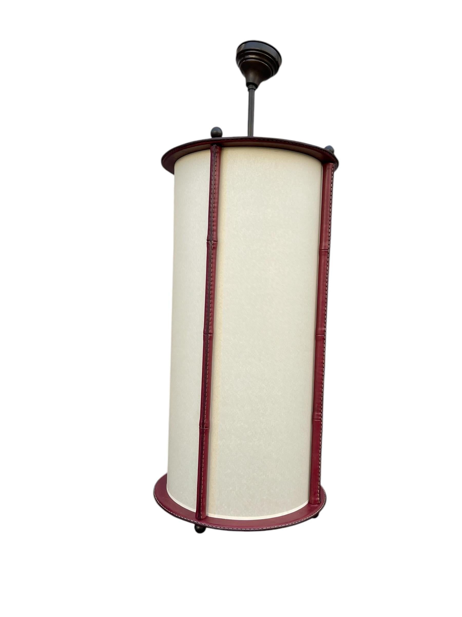 1950's Stitched leather lantern by Jacques Adnet
Burgundy leather 