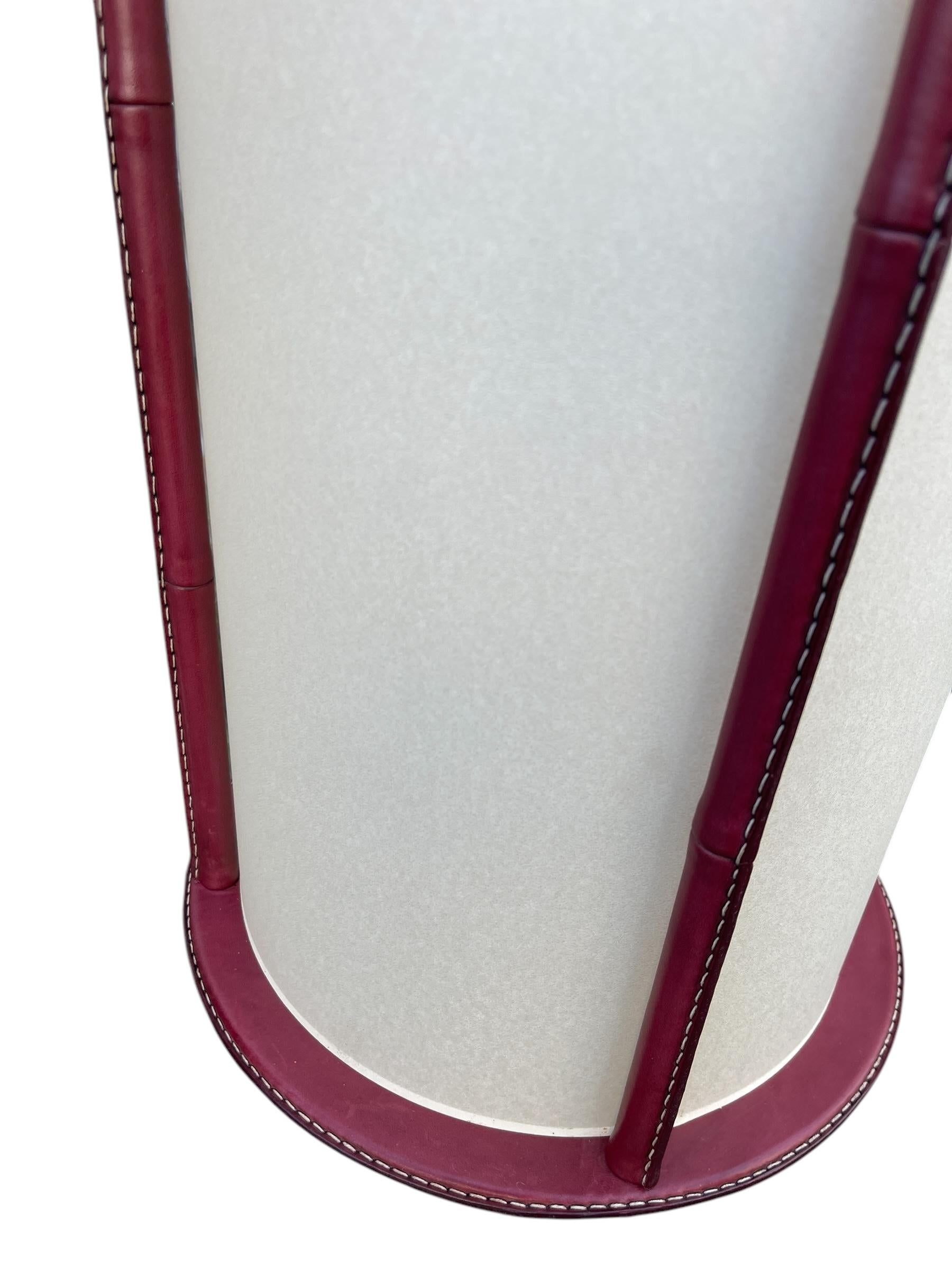 French 1950's Stitched leather lantern by Jacques Adnet For Sale