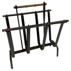 1950's stitched leather magazine rack by Jacques Adnet