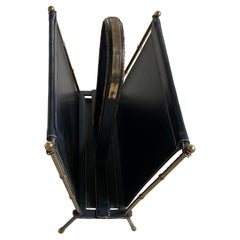 Porte-revues en cuir Stitch by Jacques Adnet, années 1950