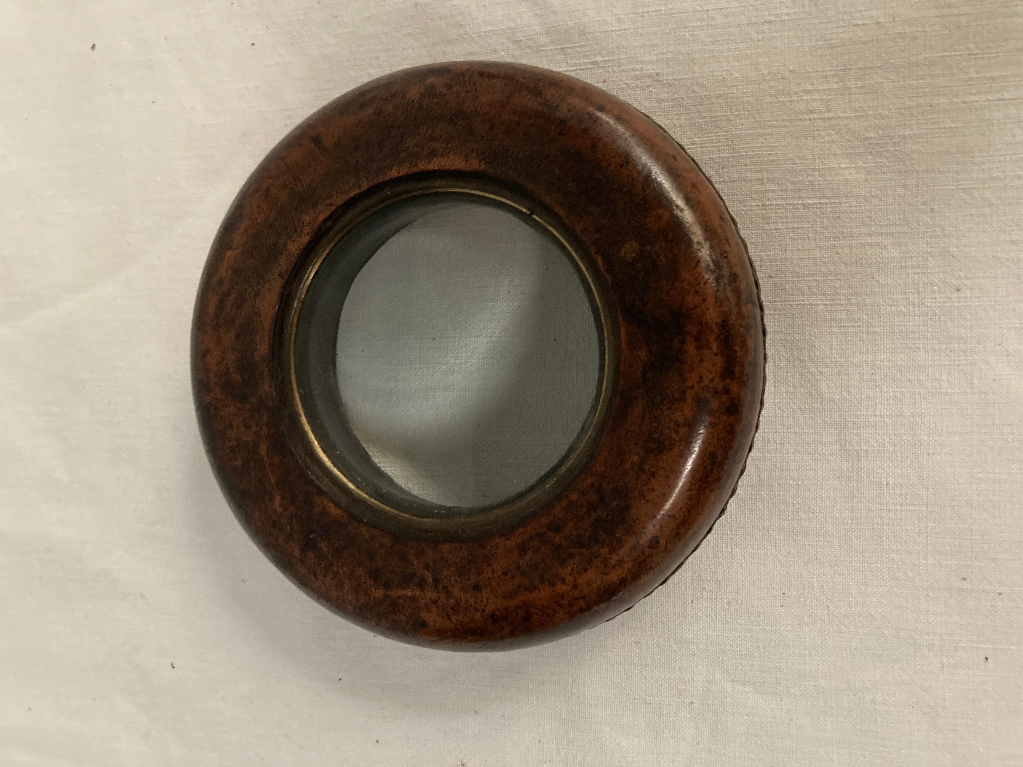 1950's Stitched leather magnificent glass by Hermès In Good Condition In New York, NY