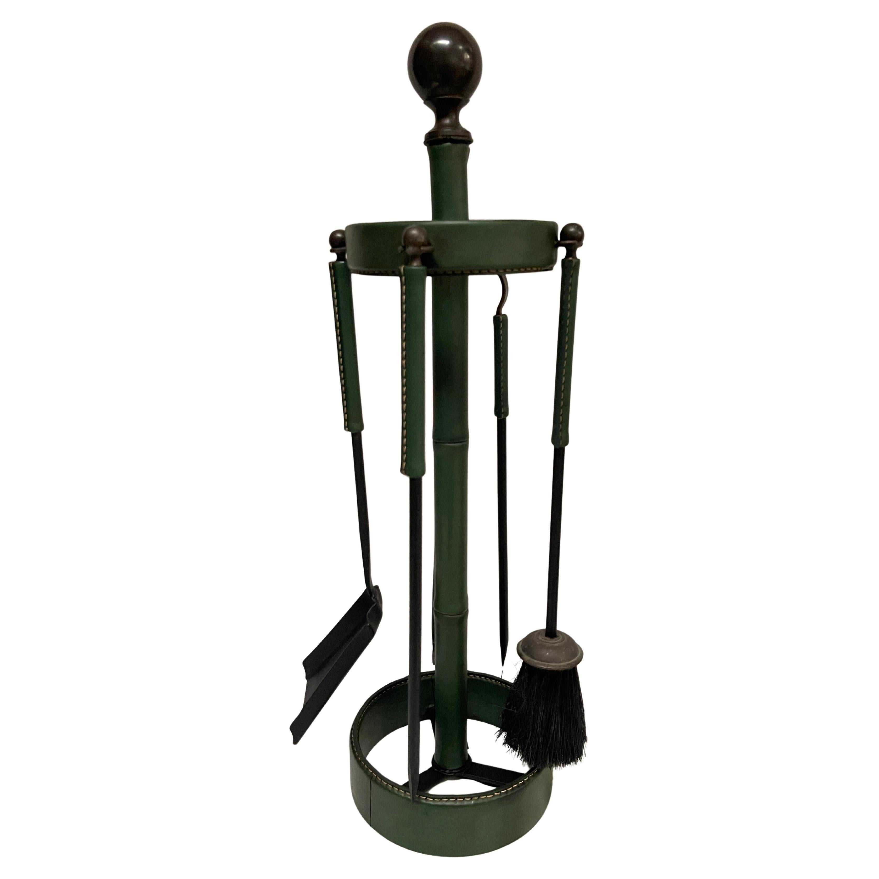Manteaux en cuir cousu des années 1950 par Jacques Adnet