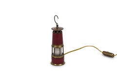 1950's Stitched Leather Mine Lamp by Maison Hermès