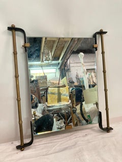 1950's Stitched leather mirror by Jacques Adnet