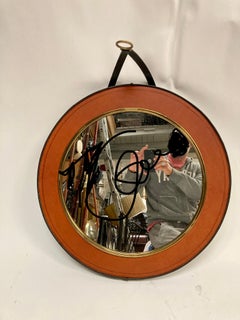 1950's Stitched leather mirror by Jacques Adnet