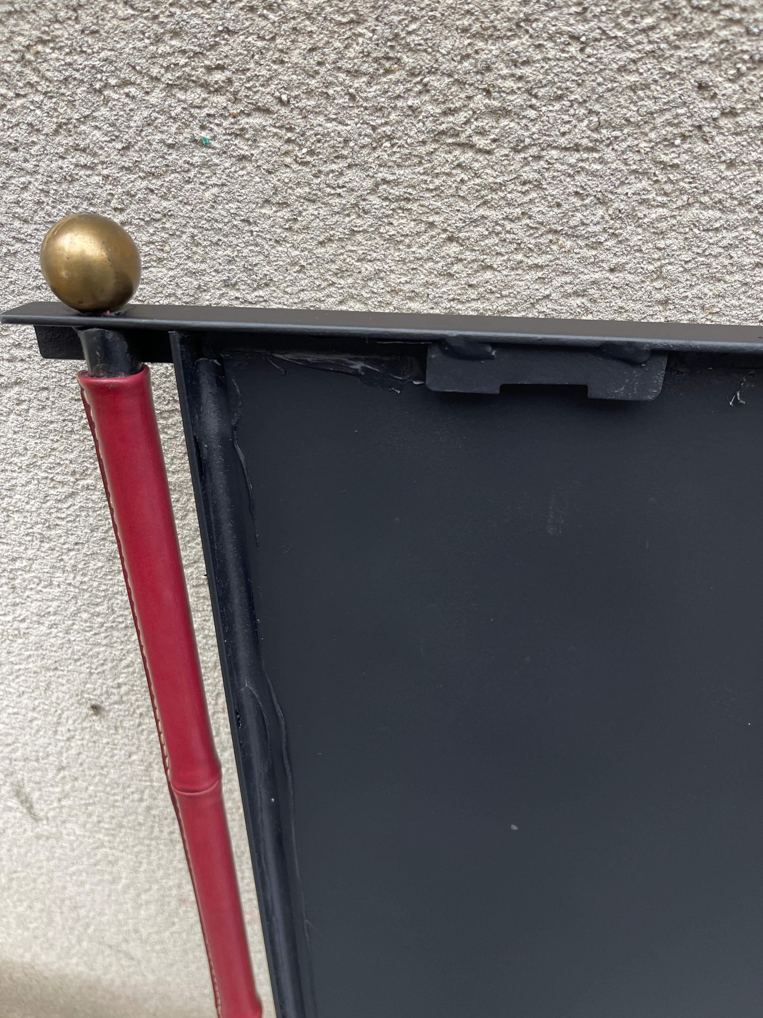 Mid-20th Century 1950's Stitched Leather mirror by Jacques Adnet For Sale