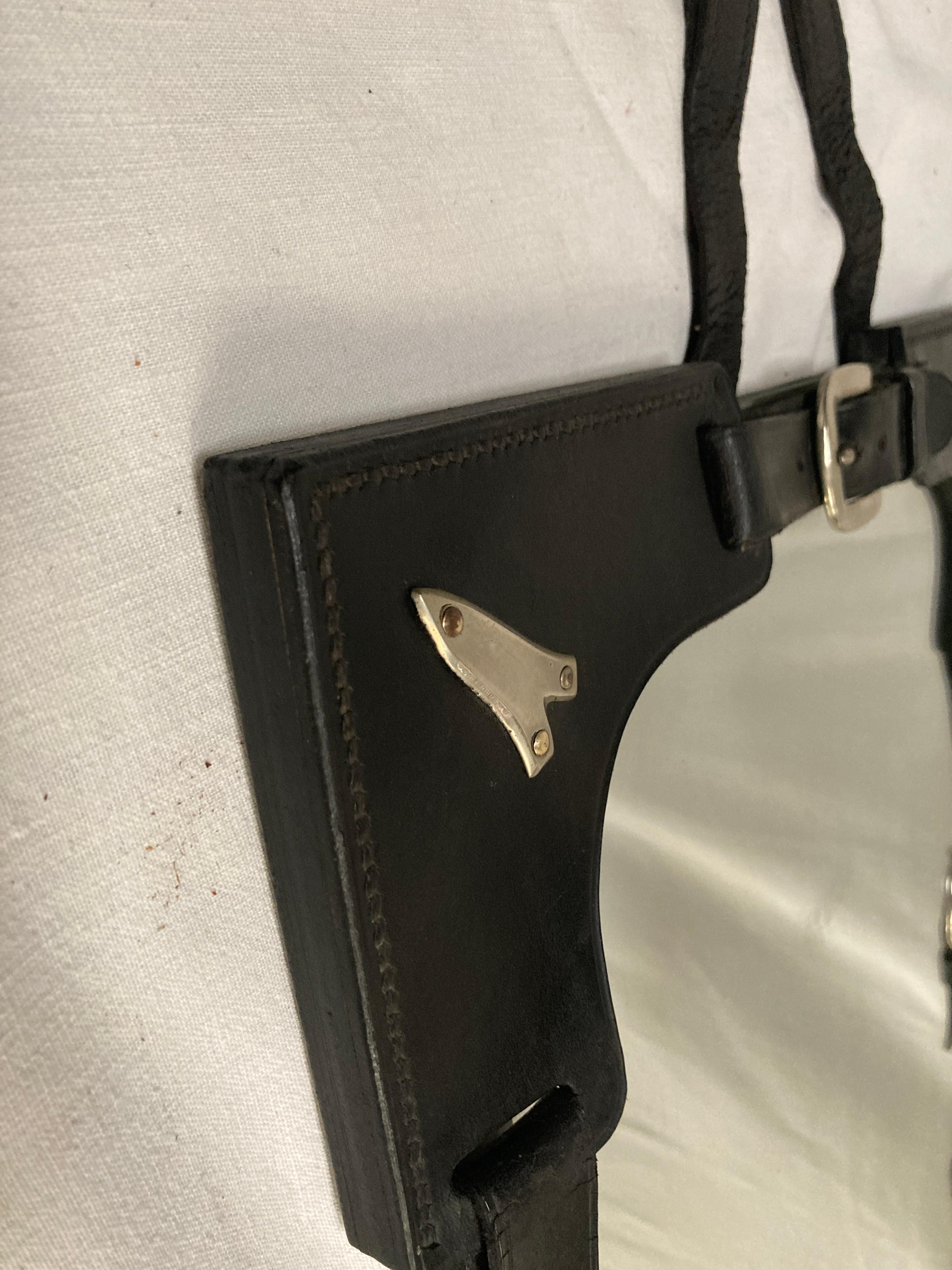 1950's Stitched leather mirror by Jacques Adnet For Sale 1