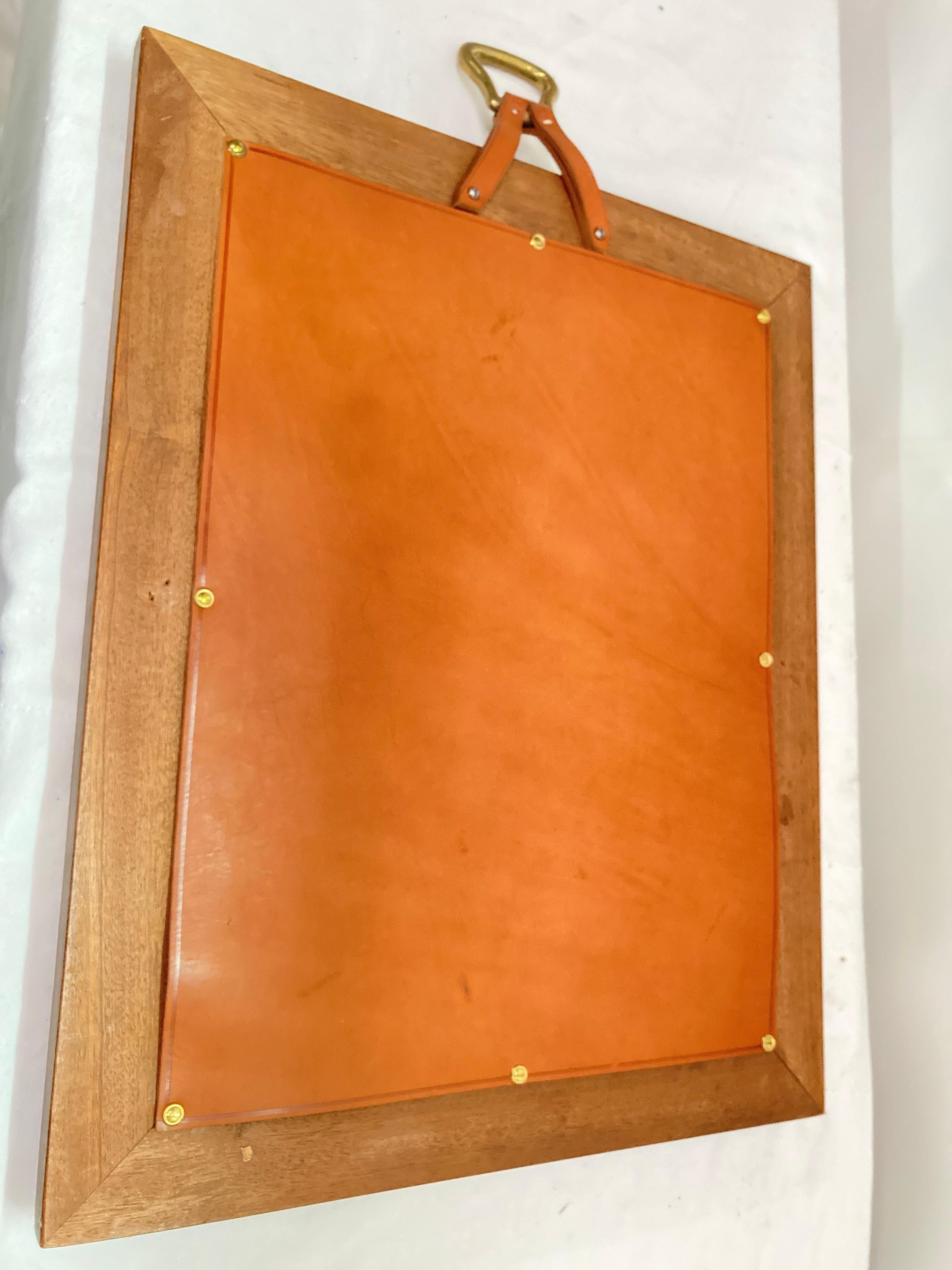 1950's Stitched leather mirror by Jacques For Sale at 1stDibs