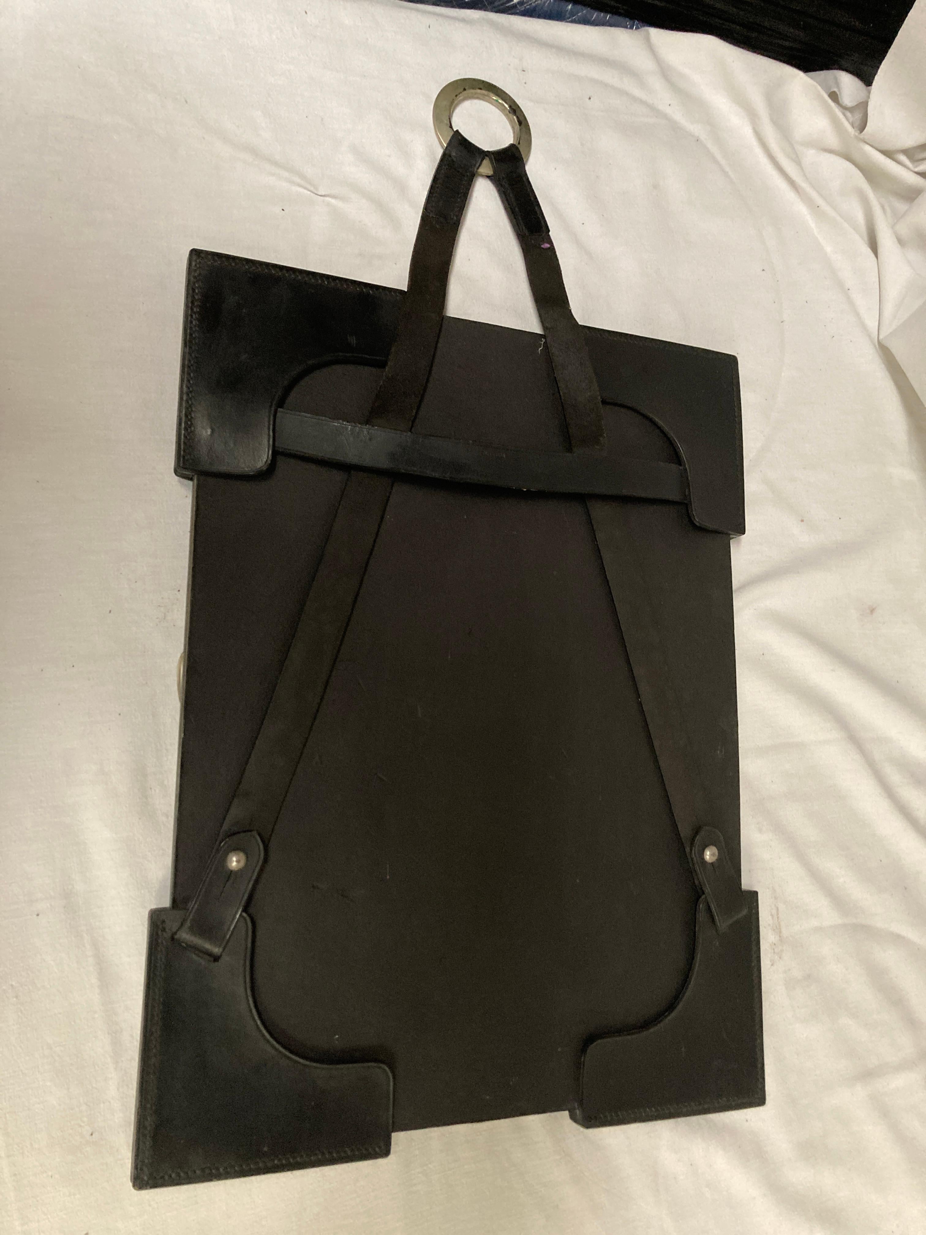 1950's Stitched leather mirror by Jacques Adnet For Sale 3