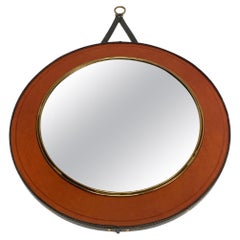 Miroir en cuir Stitch by Jacques Adnet, 1950